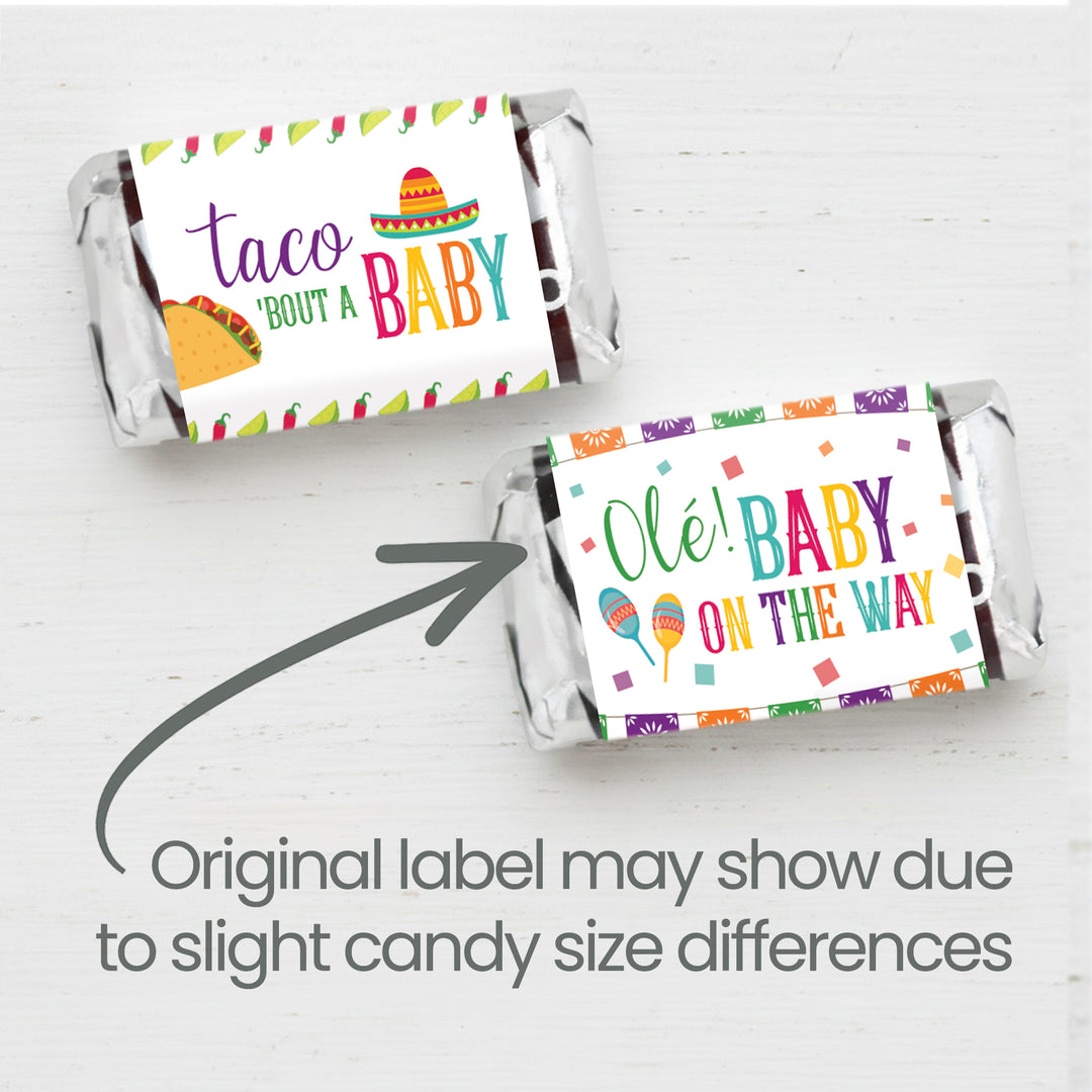 Taco 'Bout a Baby:  Baby Shower - Hershey's Miniatures Candy Bar Wrappers Stickers - 42 Stickers