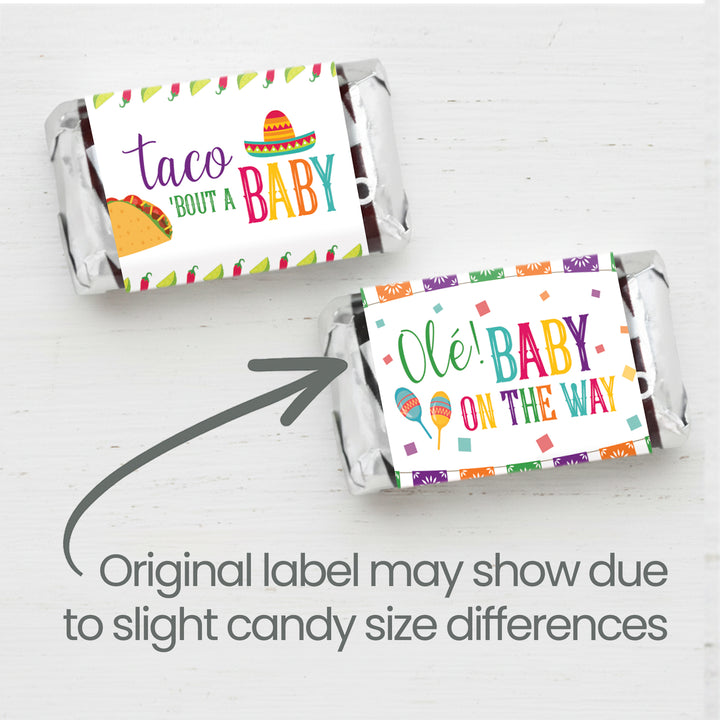 Taco 'Bout a Baby:  Baby Shower - Hershey's Miniatures Candy Bar Wrappers Stickers - 42 Stickers