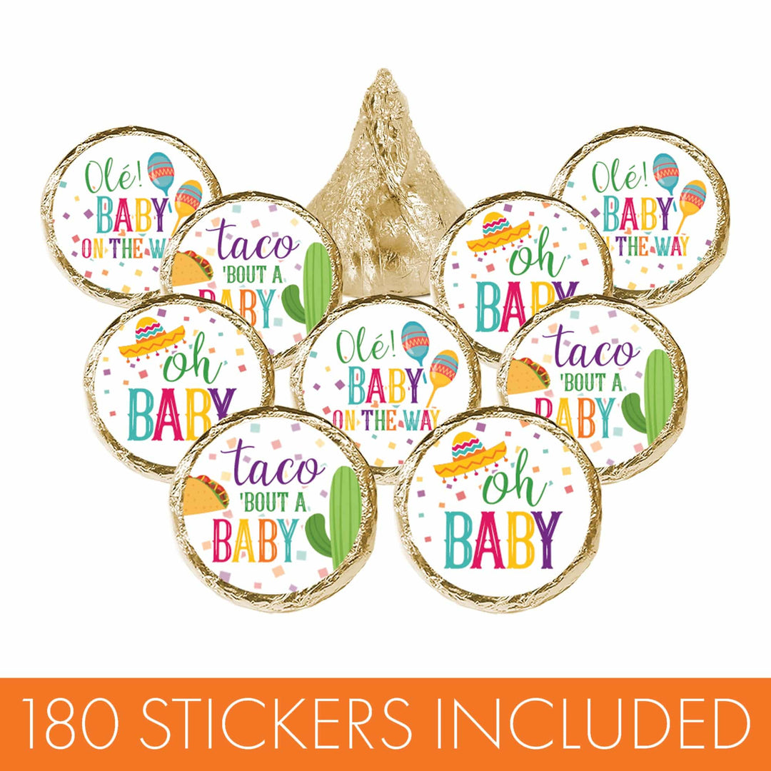 Taco 'Bout a Baby: Baby Shower - Pegatinas de recuerdo - Se adapta a Hershey's Kisses - 180 pegatinas