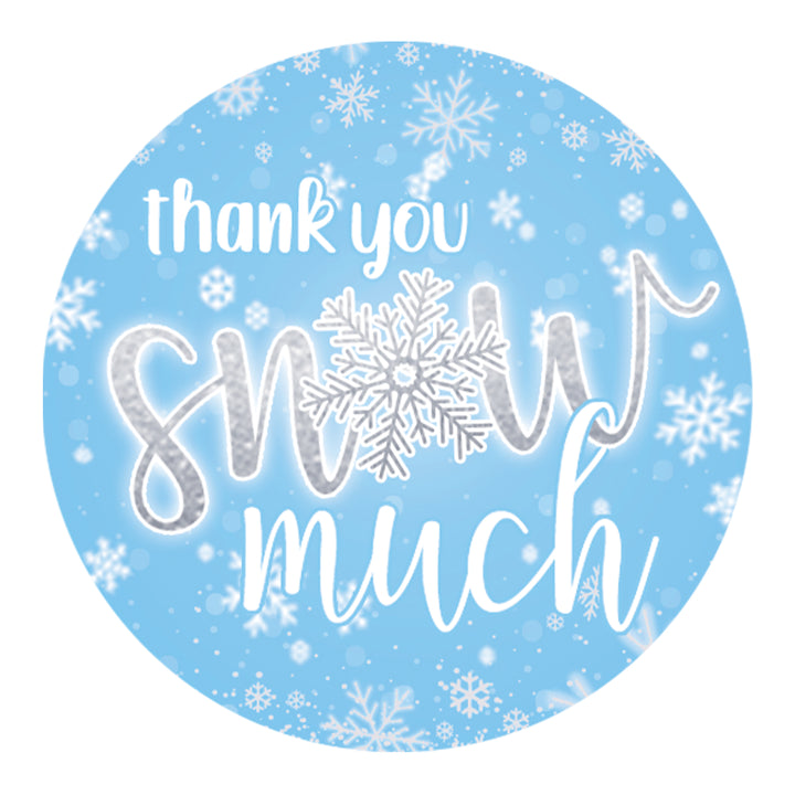 Little Snowflake: Blue -  Winter Birthday or Baby Shower - Thank You Snow Much Stickers - Boy - Baby It's Cold Outside - 40 Stickers