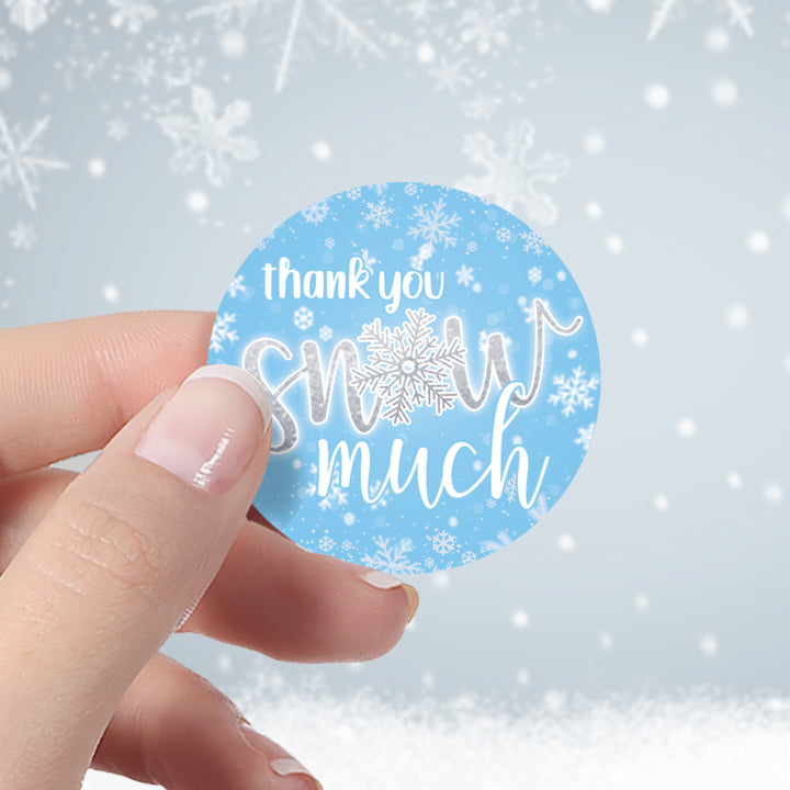 Little Snowflake: Blue -  Winter Birthday or Baby Shower - Thank You Snow Much Stickers - Boy - Baby It's Cold Outside - 40 Stickers
