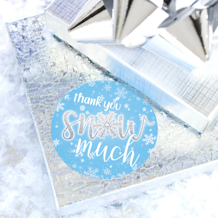 Onederland Copo de nieve: Azul - Primer cumpleaños de invierno - Muchas gracias por la nieve - 45 pegatinas