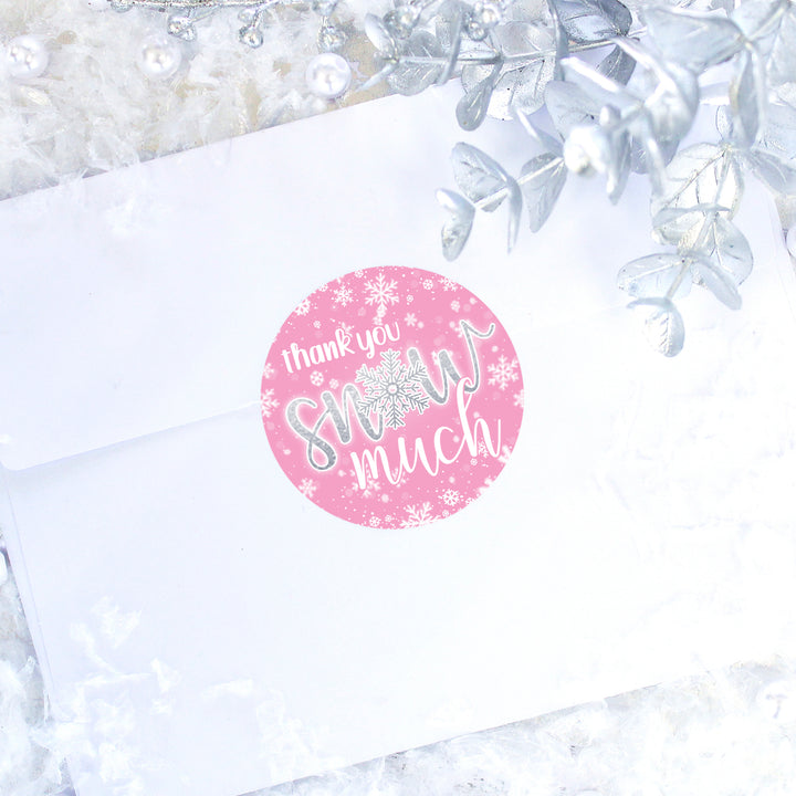 Onederland Copo de nieve: Rosa - Primer cumpleaños de invierno - Muchas gracias - 45 pegatinas
