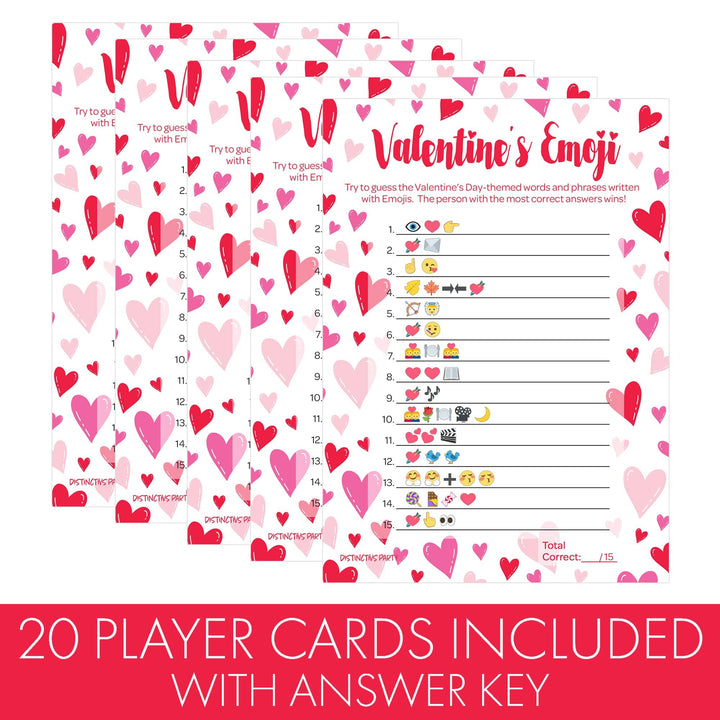 Juegos de fiesta del día de San Valentín: Emoji Party Game - Juego de fiesta en el aula - 25 cartas de jugador