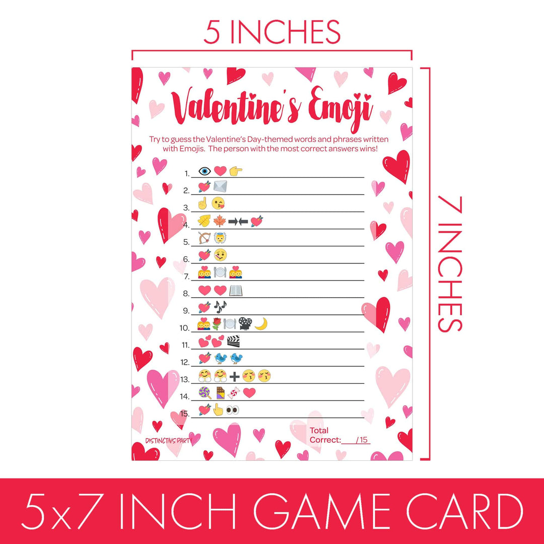 Juegos de fiesta del día de San Valentín: Emoji Party Game - Juego de fiesta en el aula - 25 cartas de jugador