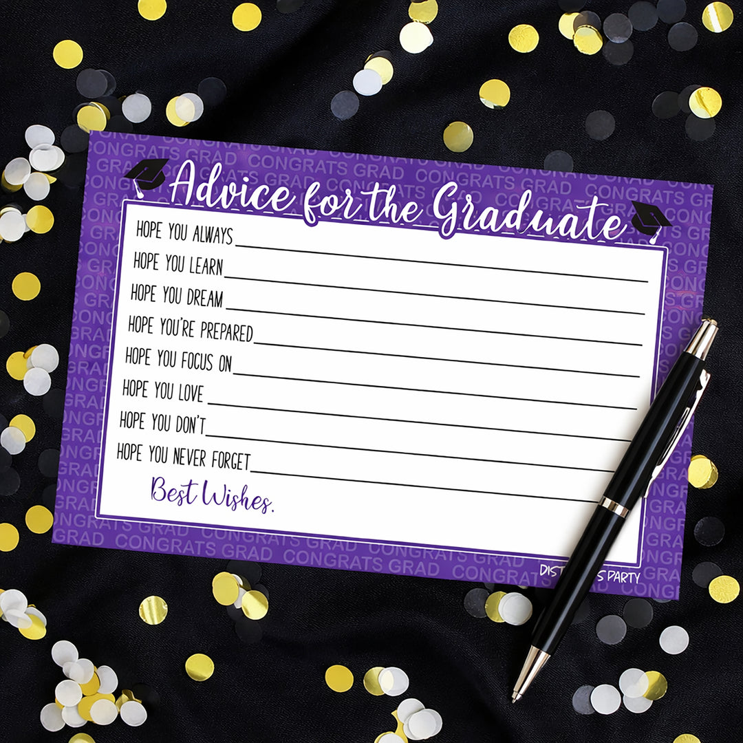 Clase de fiesta de graduación de 2024: Tarjetas de consejos de graduación - 11 colores escolares - 25 tarjetas