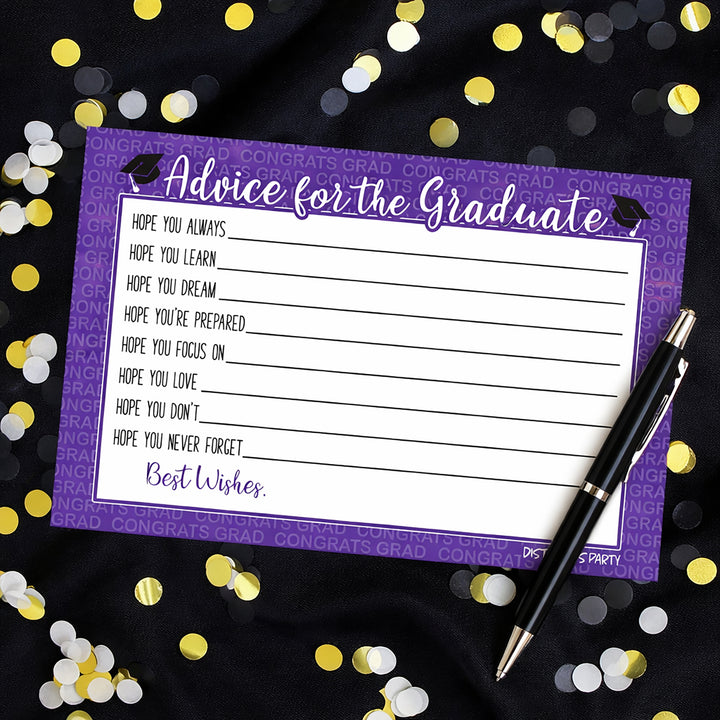Clase de fiesta de graduación de 2024: Tarjetas de consejos de graduación - 11 colores escolares - 25 tarjetas