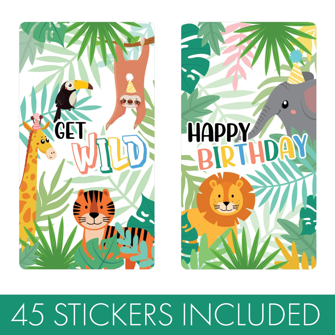 Wild Jungle: Cumpleaños infantil - Pegatinas para envoltorios de barra de caramelos en miniatura de Hershey's - 45 pegatinas