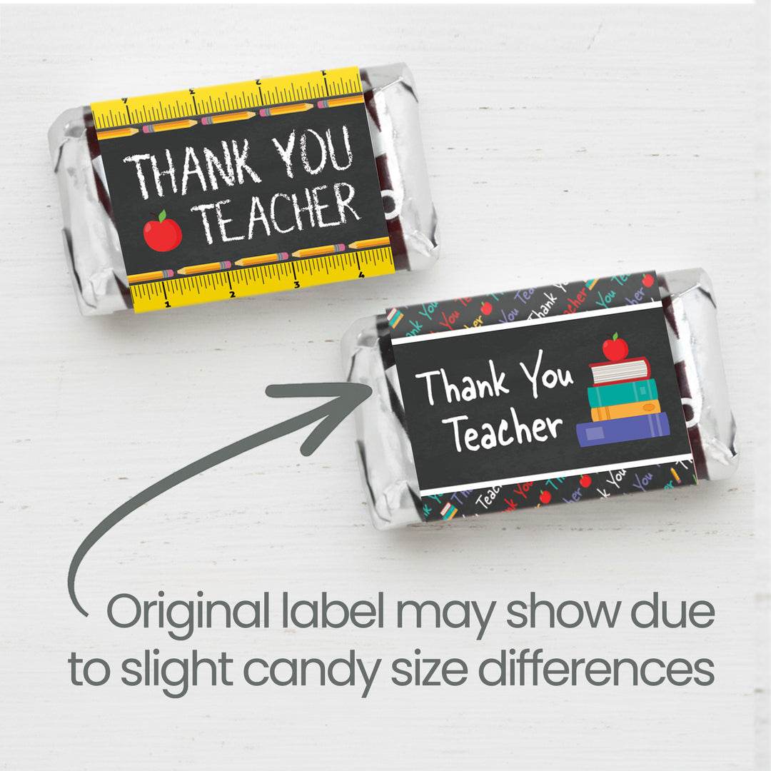 Fiesta de agradecimiento a los maestros: Gracias A+ Maestro - Etiquetas para envoltorios de dulces - Se adapta a las miniaturas de Hershey® - 45 pegatinas