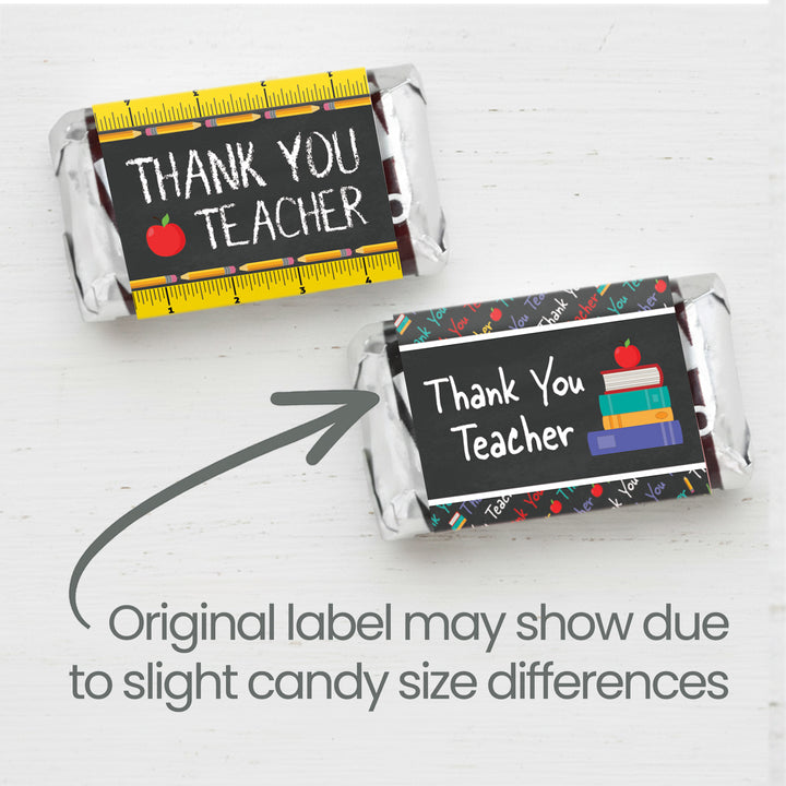 Fiesta de agradecimiento a los maestros: Gracias A+ Maestro - Etiquetas para envoltorios de dulces - Se adapta a las miniaturas de Hershey® - 45 pegatinas