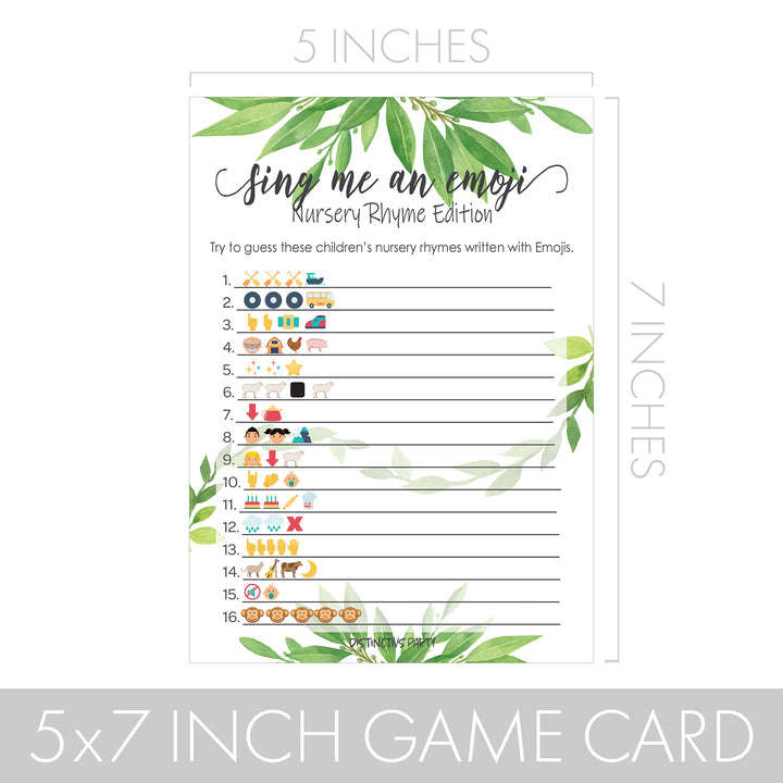 Greenery:  Baby Shower Emoji Game Cards - 20 Cards