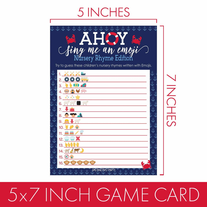 Ahoy it's a Boy: Baby Shower Game - Tarjetas de juego Emoji de rima infantil - 20 tarjetas