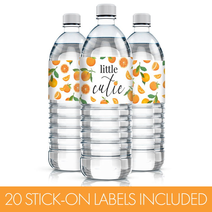 Little Cutie: Etiquetas para botellas de agua para baby shower, 24 pegatinas