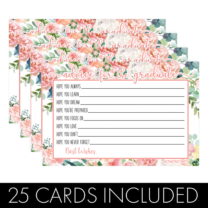 Pink Floral Graduation Advice Cards - 25 Count