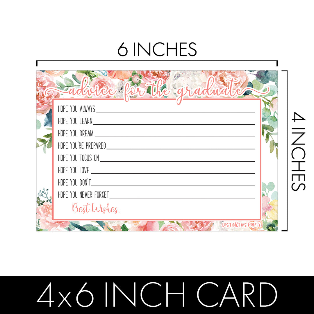 Pink Floral Graduation Advice Cards - 25 Count