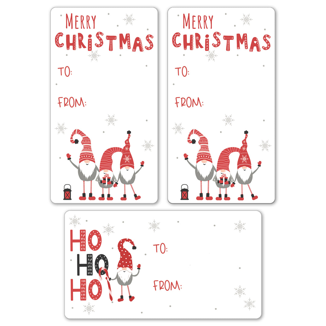 Christmas Gift Tag Stickers: Whimsical Gnome Holiday - 42 Stickers