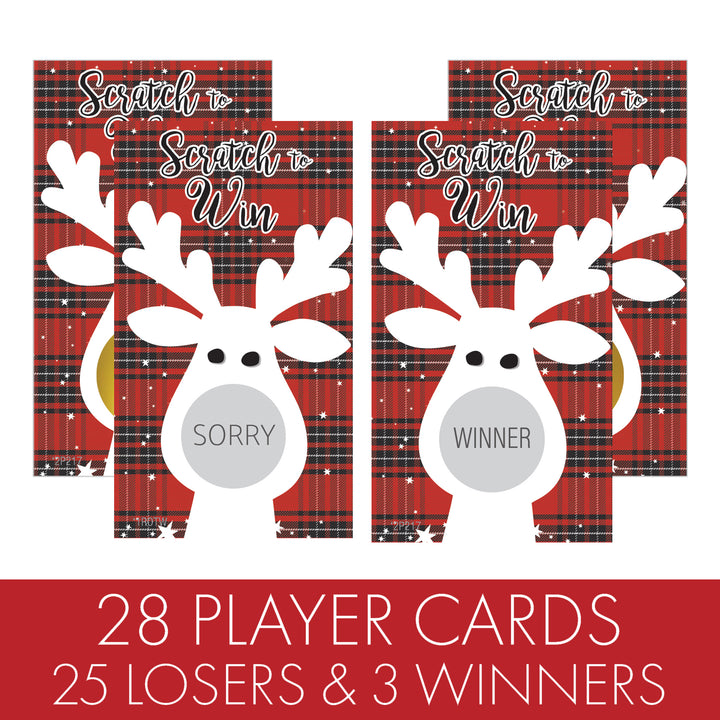 Buffalo Plaid Christmas: Christmas Party - Reindeer Christmas Scratch Off Game Cards - 28 Scratchers