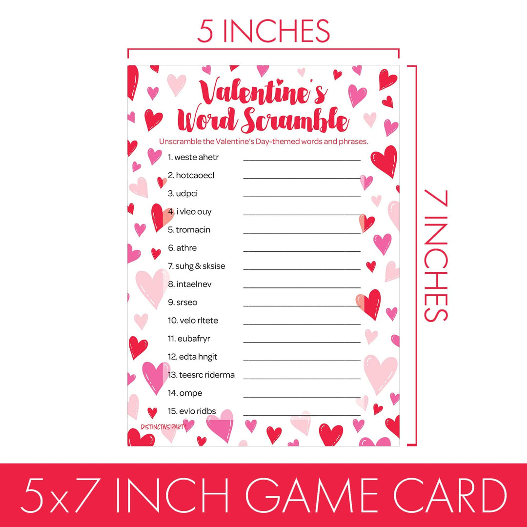 Juegos de fiesta del día de San Valentín: Word Scramble - Juego de fiesta en el aula - 25 cartas de jugador