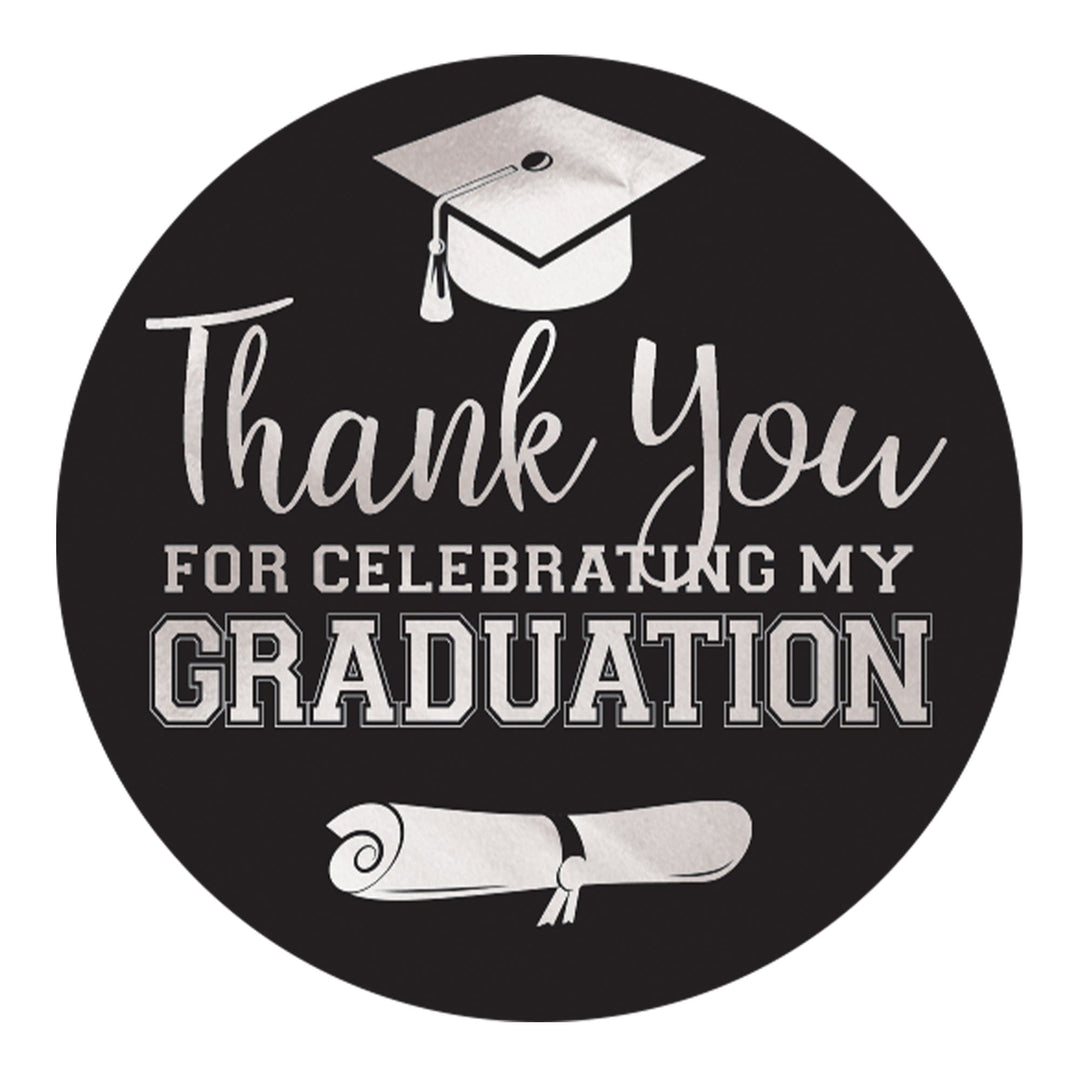 Distinctivs Black and Silver Graduation Party Favor Thank You Stickers, 40 Labels, Size: 1.75 x 1.75 x 0.01 Distinctivs Black and Silver Graduation Party Favor Thank You Stickers, 40 Labels, Size: 1.75 x 1.75 x 0.01