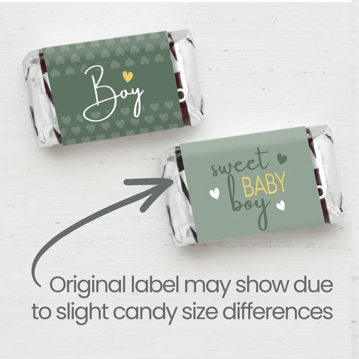 Sweet Baby Boy: Verde - Mini etiquetas para barra de dulces It's a Boy Baby Shower, 45 pegatinas