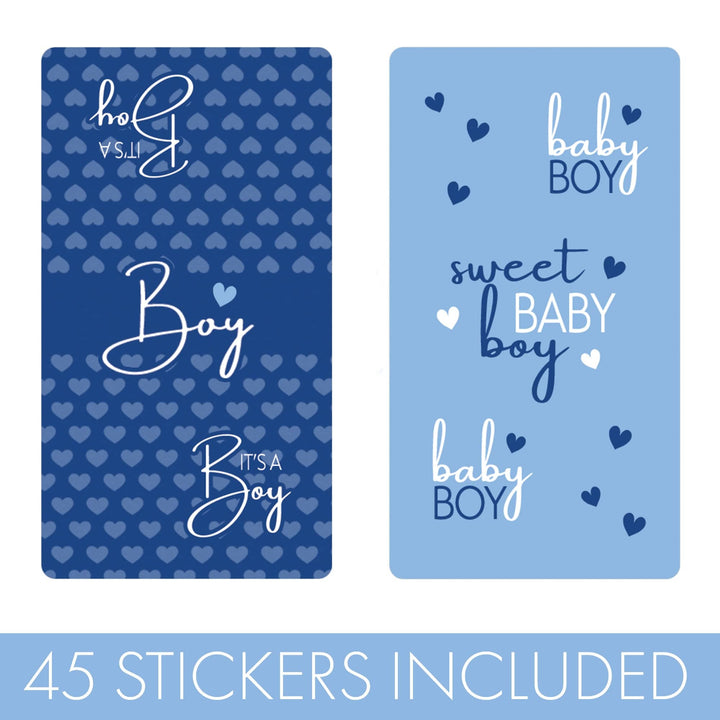 Sweet Baby Boy: Azul - Mini etiquetas para barra de dulces para baby shower - 45 pegatinas