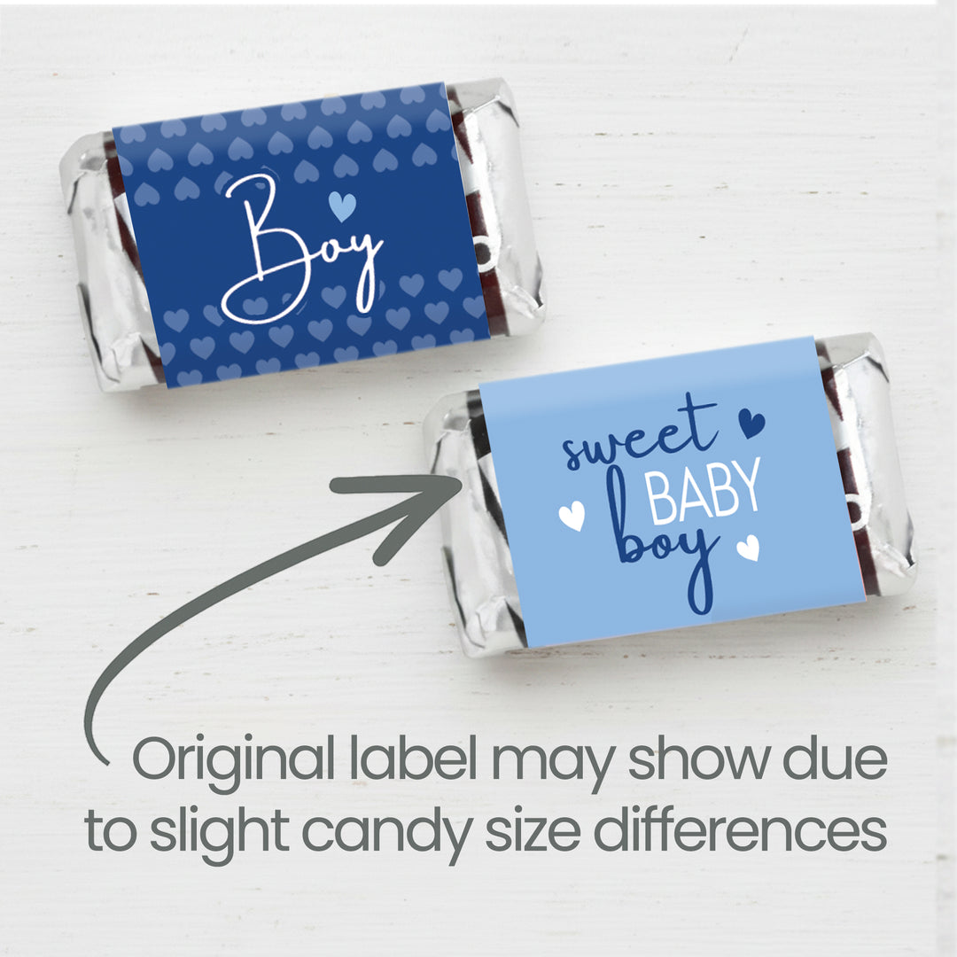 Sweet Baby Boy: Azul - Mini etiquetas para barra de dulces para baby shower - 45 pegatinas