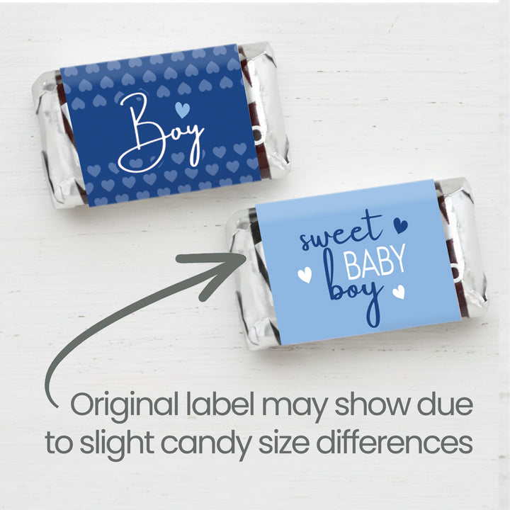 Sweet Baby Boy: Azul - Mini etiquetas para barra de dulces para baby shower - 45 pegatinas