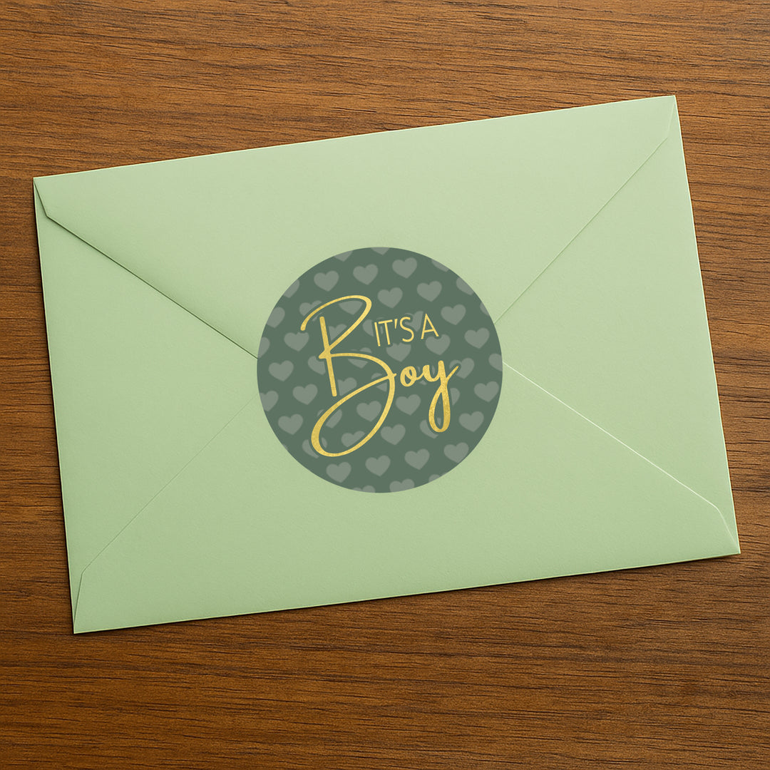 Sweet Baby Boy: Green - It’s a Boy Baby Shower Stickers  - 40 Stickers