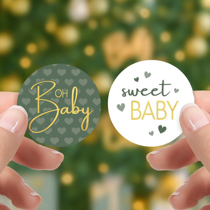 Sweet Baby Género neutro: Verde - Pegatinas para regalos de fiesta de baby shower - 40 etiquetas