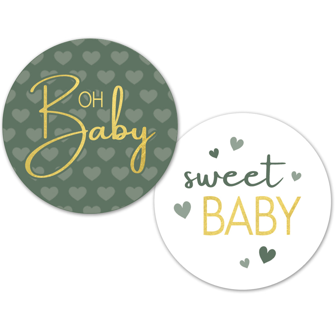 Green Baby Shower Party Favor Stickers - 40 Labels