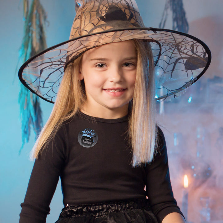 Halloween Gender Reveal Party: Pink and Blue Baby is Brewing- Baby Shower - Team He or Team She Voting - 40 Stickers - Distinctivs Party