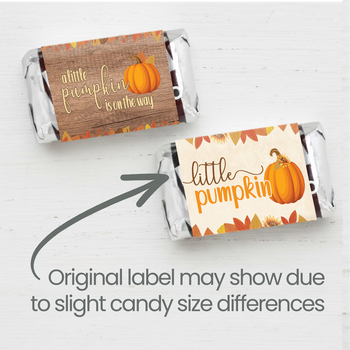 Little Pumpkin: Naranja Rústico - Baby Shower - Mini Etiquetas para Barra de Dulces - 45 Pegatinas