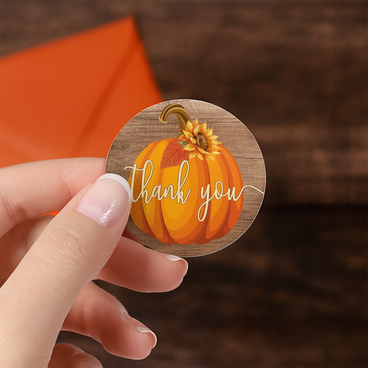 Little Pumpkin: Rustic Orange - Baby Shower -  Thank You Stickers - 40 Stickers