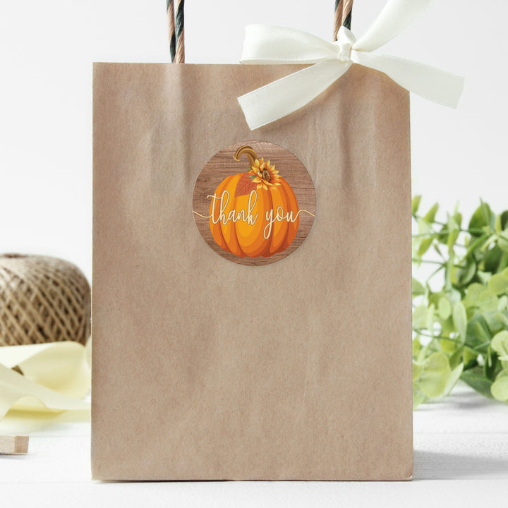 Little Pumpkin: Rustic Orange - Baby Shower -  Thank You Stickers - 40 Stickers