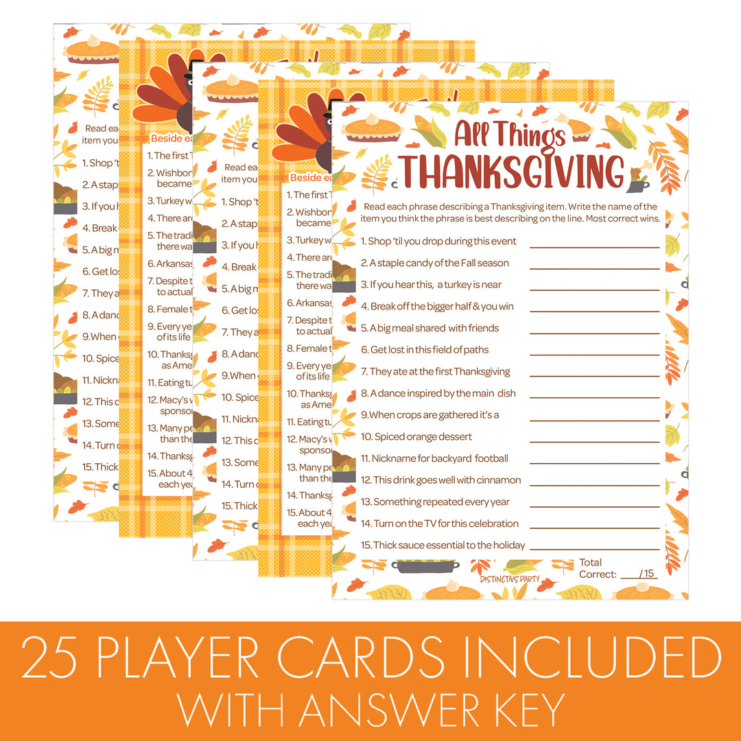 Thanksgiving Party Game Bundle - Truth or Turkey and All Things Thanksgiving Game - 25 Dual-Sided Game Cards