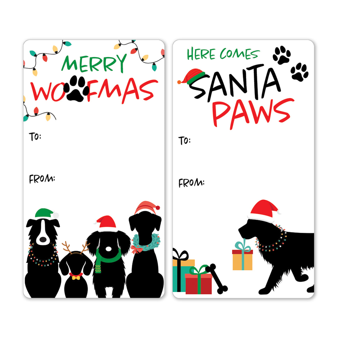 Christmas Gift Tag Stickers: Merry Woofmas Dog Gift Labels - 42 Stickers