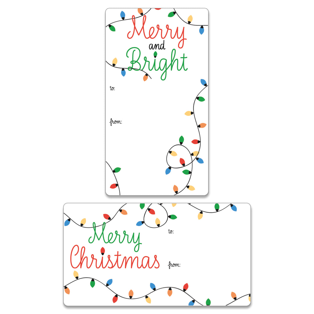 Christmas Gift Tag Stickers: Classic Christmas Lights – 42 Stickers