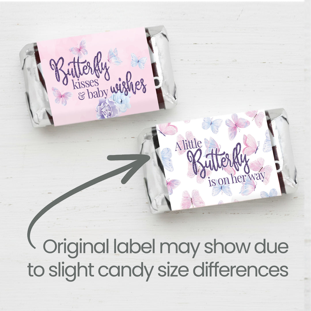 Butterfly: Baby Shower - Mini Candy Bar Wrappers - Spring -  42 Stickers