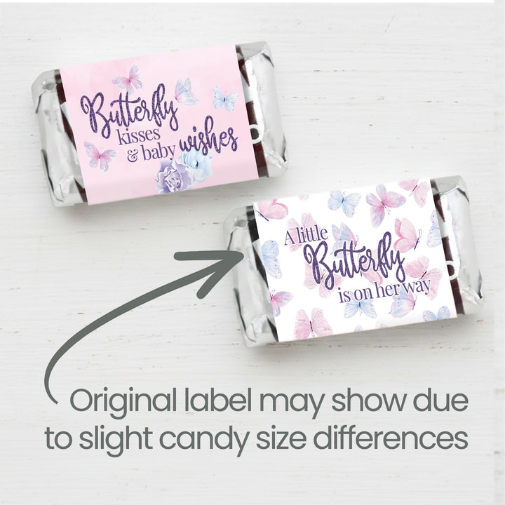 Butterfly: Baby Shower - Mini Candy Bar Wrappers - Spring -  42 Stickers