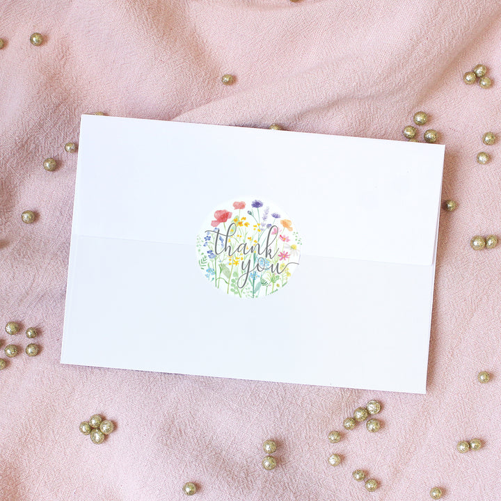 Little Wildflower: Baby Shower for Girl Thank You Stickers - Spring - 40 Floral Party Favor Stickers