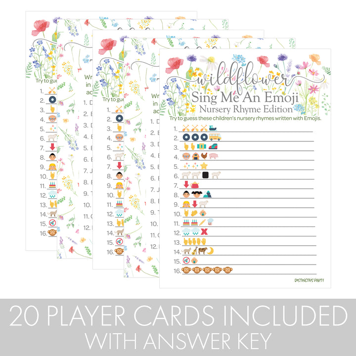 Little Wildflower: Baby Shower Game - Emoji Guessing Game and Price is Right Baby Shower - Two Game Bundle -  Girl, Spring -20 Dual-Sided Game Cards