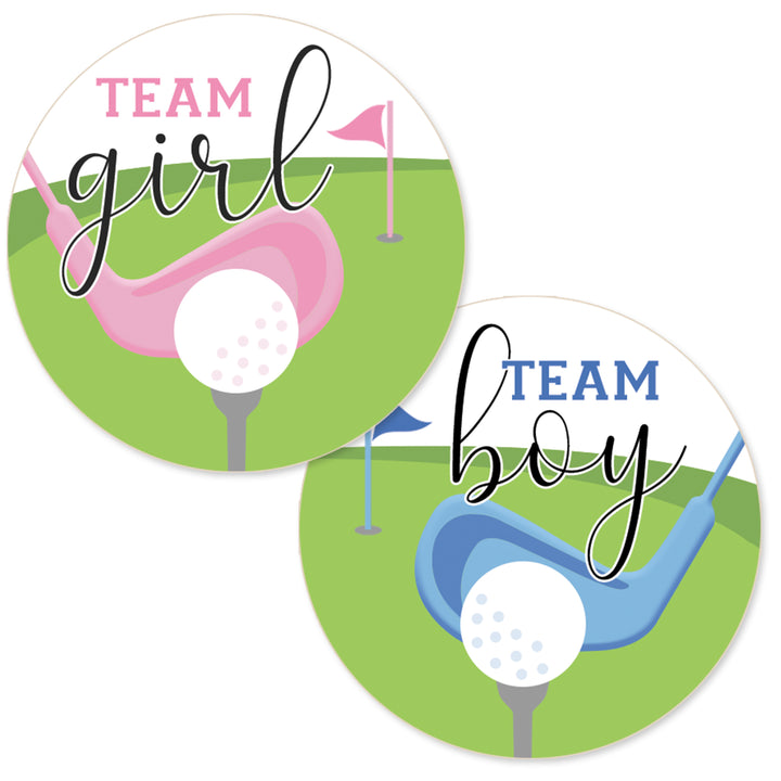 Golf Gender Reveal Party - Team Boy or Team Girl Stickers - 40 Pack