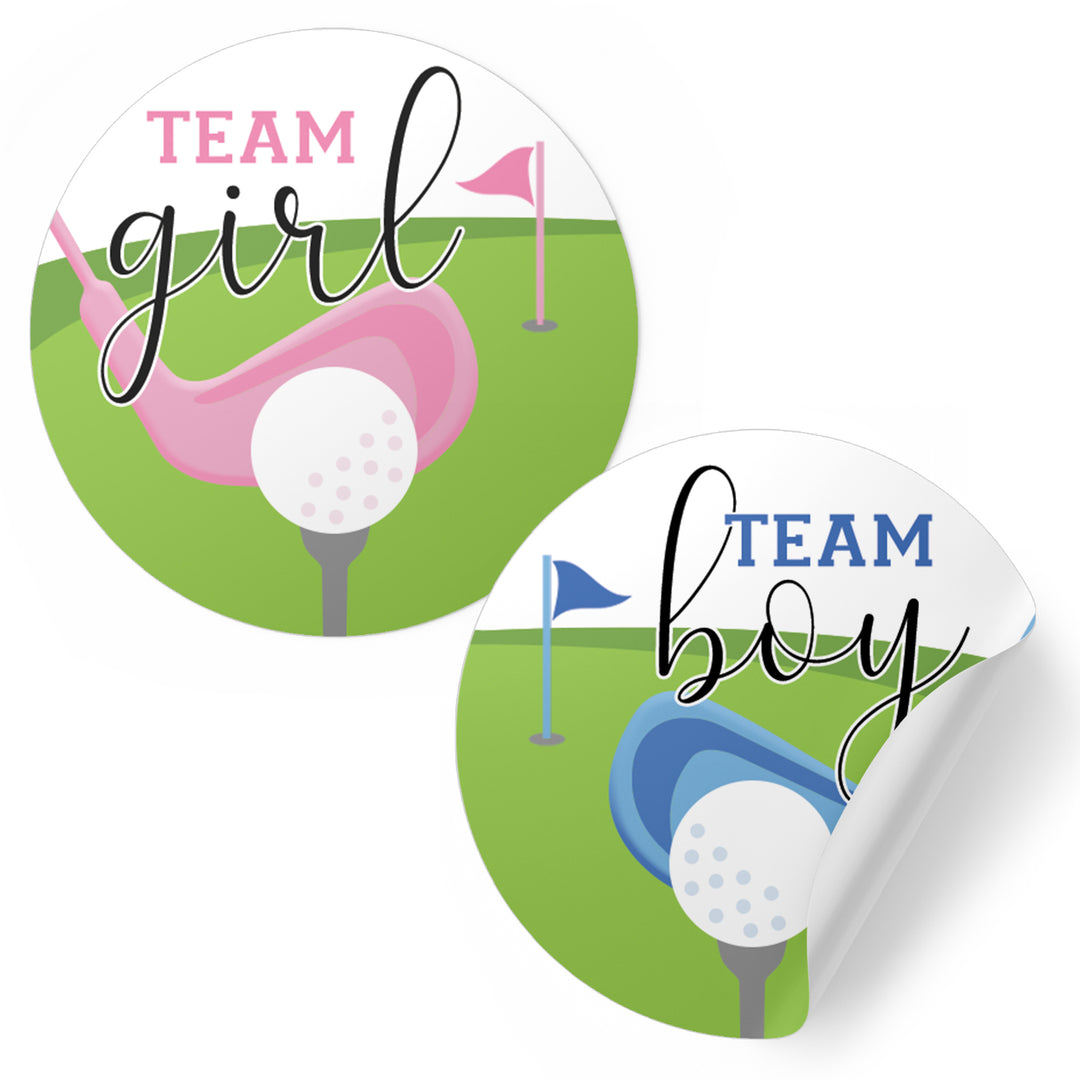 Golf Gender Reveal Party - Team Boy or Team Girl Stickers - 40 Pack