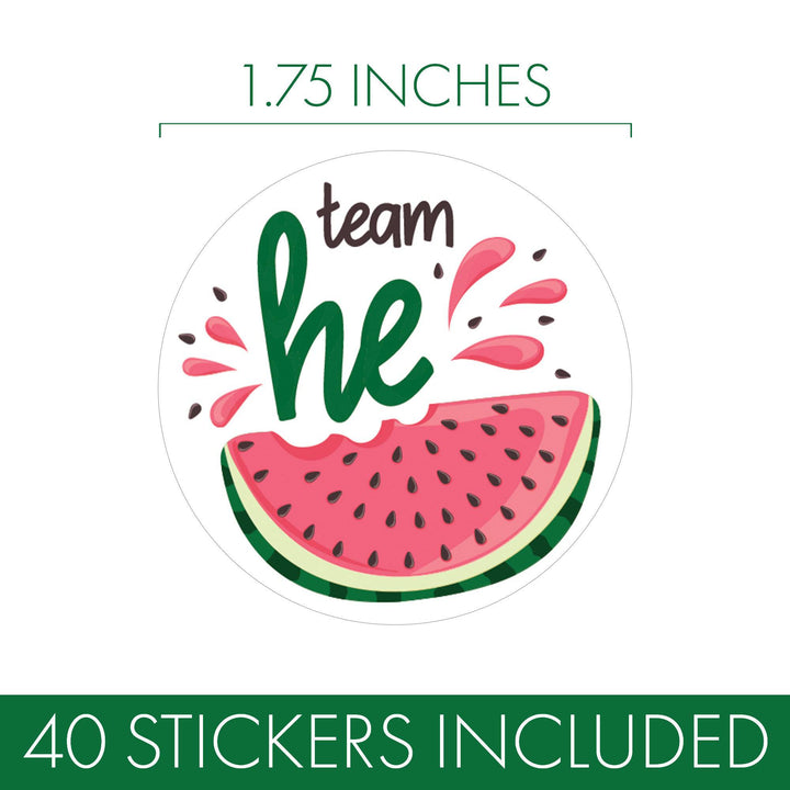 Watermelon Gender Reveal Party - Team He or Team She Stickers - 40 Stickers