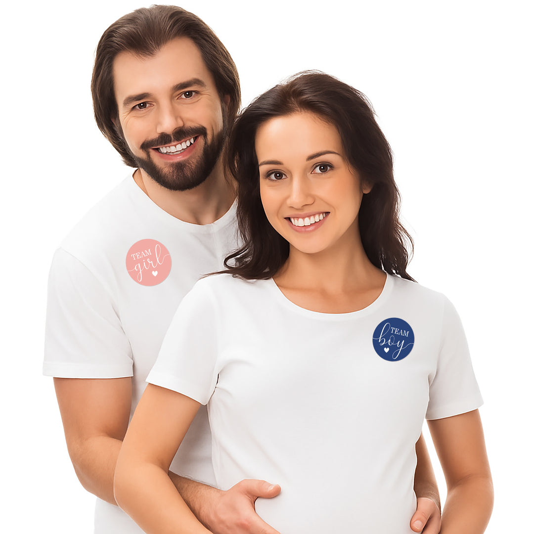 Fiesta de revelación de género: cuatro conjuntos de colores - pegatinas de equipo niño o equipo niña - 40 pegatinas