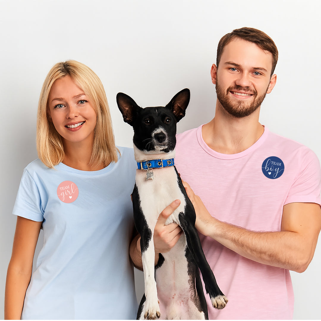 Fiesta de revelación de género: cuatro conjuntos de colores - pegatinas de equipo niño o equipo niña - 40 pegatinas