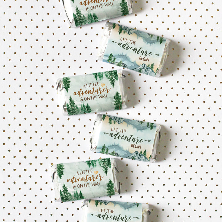 Little Adventurer - Pegatinas para envoltorios de barra de dulces en miniatura de Hershey's para baby shower - Paquete de 45