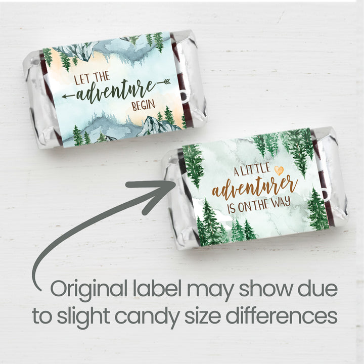 Little Adventurer - Pegatinas para envoltorios de barra de dulces en miniatura de Hershey's para baby shower - Paquete de 45
