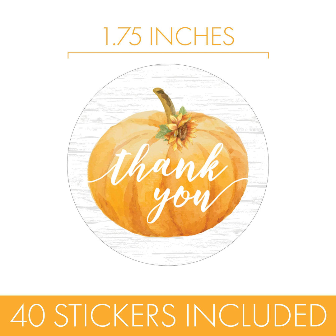 Little Pumpkin: Orange - Baby Shower - Thank You Circle Label Stickers - 40 Pack