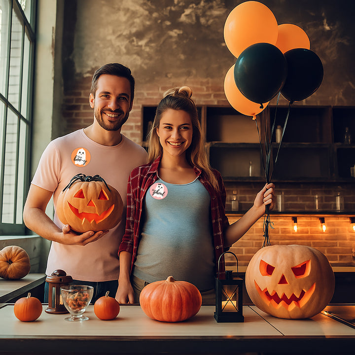 Halloween Gender Reveal Party: Little Boo - Fall Orange Team Boo-y or Pink Team Ghoul Voting Stickers - 40 Stickers
